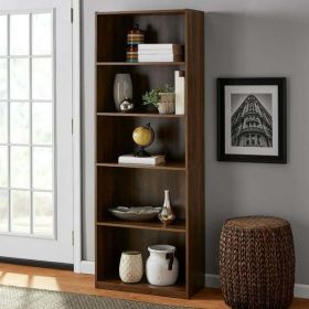 5-Shelf Bookcase with Adjustable Shelves, Canyon Walnut - Canyon Walnut