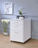 Coleen File Cabinet in White High Gloss &amp; Chrome 92454 - as Pic