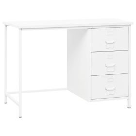 Industrial Desk with Drawers White 41.3"x20.5"x29.5" Steel - White