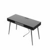 Mid Century Desk with USB Ports and Power Outlet; Modern Writing Study Desk with Drawers; Multifunctional Home Office Computer Desk Black - as pic