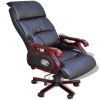 Black Top Real Leather Adjustable Massage Office Chair - Black