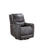 Elegant Triple-Power 360 Swivel Recliner - Pencil Arms, Power Footrest, Power Headrest, Power Lumbar - Swivel Design, Charcoal Faux-Leather - as Pic