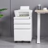 3 Drawer Mobile Locking File Cabinet, Rolling Filing Cabinet for Letter/A4 Size With 5 Wheels - WHITE