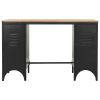 Double Pedestal Desk Solid Firwood and Steel 47.2"x19.7"x29.9" - Black