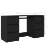 Writing Desk Black 55.1"x19.7"x30.3" Engineered Wood - Black