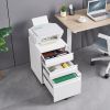 3 Drawer Mobile Locking File Cabinet, Rolling Filing Cabinet for Letter/A4 Size With 5 Wheels - WHITE