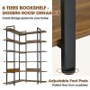 74.8 Inch Bookshelf L-shape MDF Boards Stainless Steel Frame Corner 6-tier - Default