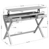 Lift Desk with 2 Drawer Storage; Computer Desk with Lift Table Top; Adjustable Height Table for Home Office; Living Room; grey - pic