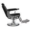 Reclining Barber Chair Hydraulic Salon Chair with Diamond pattern - black+silver - black+silver