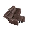 Clean Contemporary Dual-Power Recliner - Ocean Blue Leatherette, Power Footrest, Power Headrest - Easy-Care and Convenience - as Pic