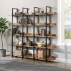 [VIDEO] 5 Tier Bookcase Home Office Open Bookshelf, Vintage Industrial Style Shelf with Metal Frame, MDF Board - Brown