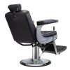 Reclining Barber Chair Hydraulic Salon Chair with Diamond pattern - black+silver - black+silver