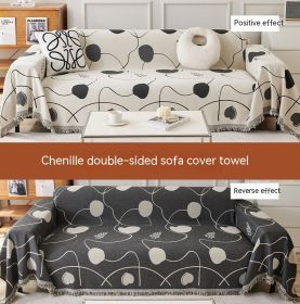 Chenille Sofa Cover Dual-purpose Dustproof Straight Row (Option: MY2 Xinyi Black-180x150cm)